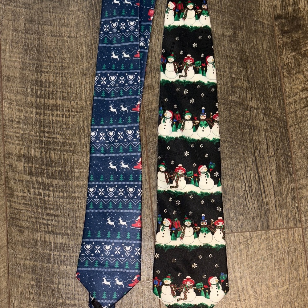 Men’s Festive Snowman and Reindeer Tie Set